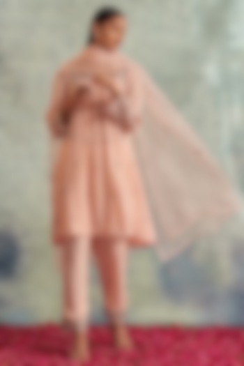 Blush Pink Georgette Embroidered Kurta Set by Akriti by Ritika at Pernia's Pop Up Shop