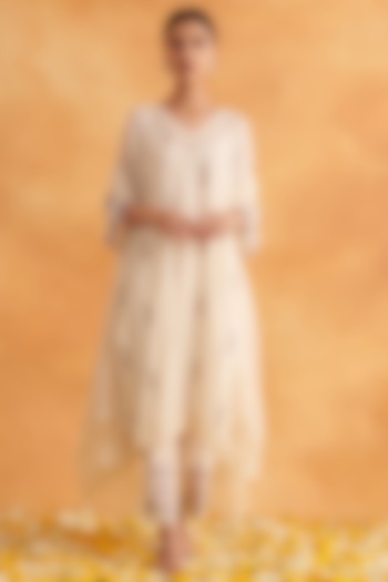 Ivory Georgette Embroidered Kurta Set by Akriti by Ritika at Pernia's Pop Up Shop