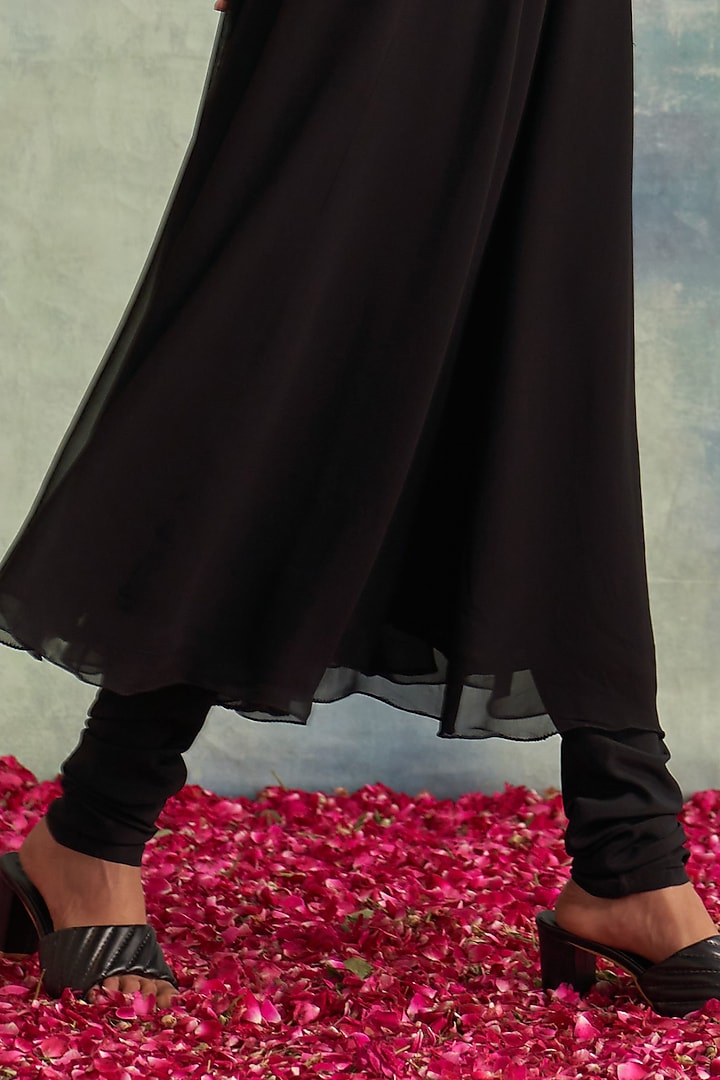 Black Georgette Embroidered Wedding Anarkali Set by Akriti by Ritika at Pernia's Pop Up Shop