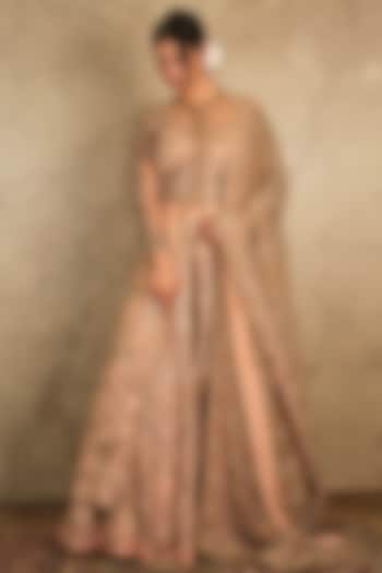 Peach Embroidered Bridal Lehenga Set by Akriti by Ritika at Pernia's Pop Up Shop