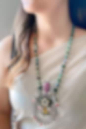 Silver Finish Semi Precious Stone Necklace In Sterling Silver by Akarsaka 92.5 Silver at Pernia's Pop Up Shop