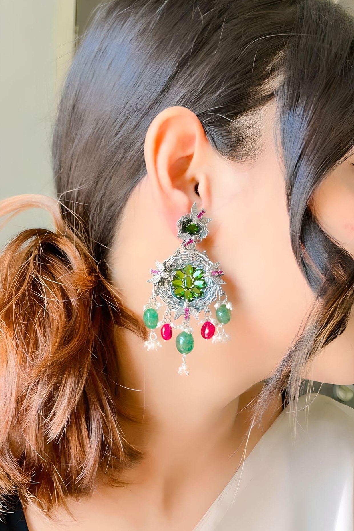 Artificial emerald clearance earrings