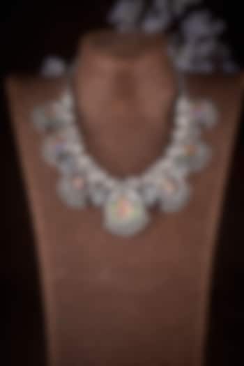 Silver Finish Temple Necklace In Sterling Silver by Akarsaka 92.5 Silver at Pernia's Pop Up Shop