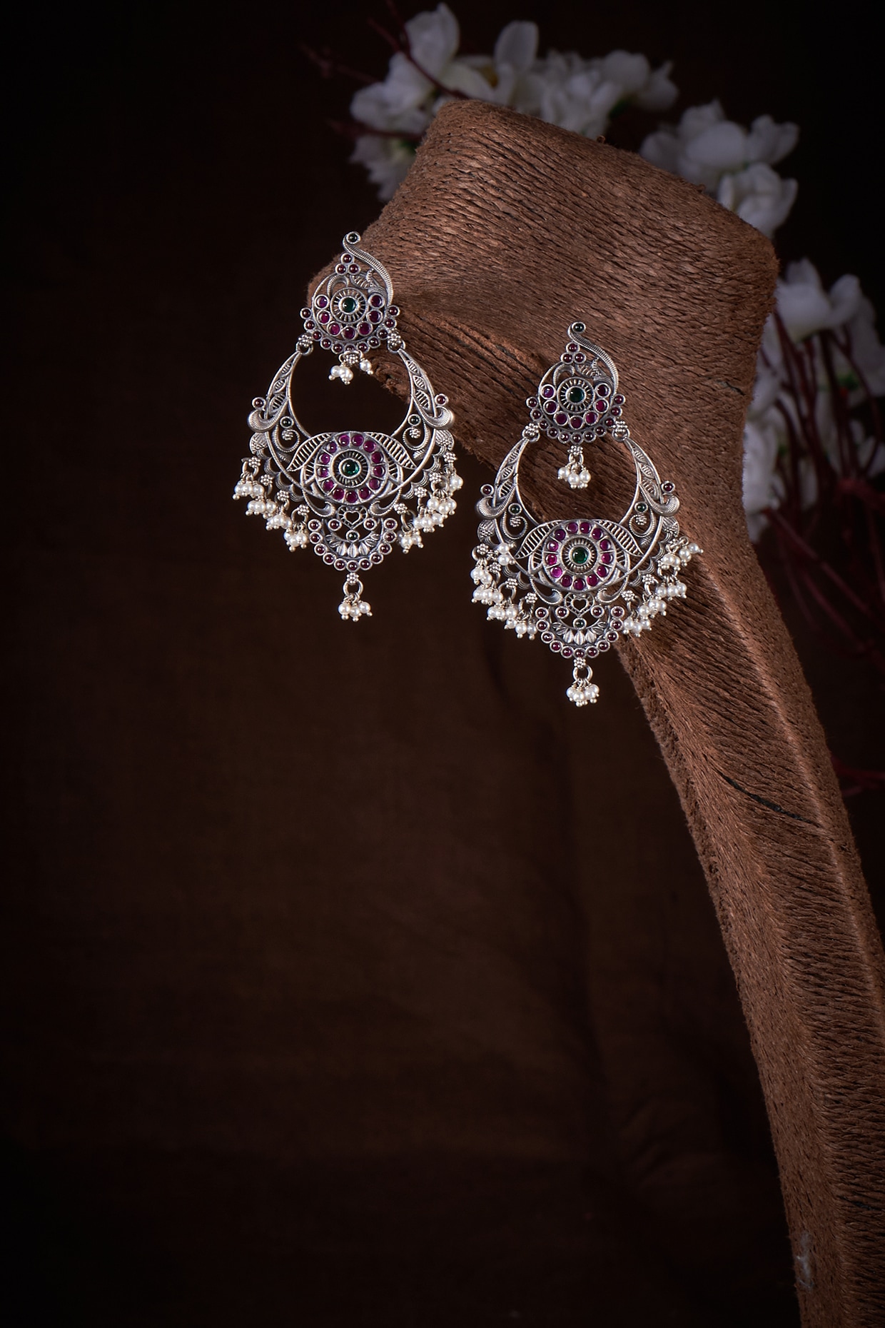 Oxidised Silver Bohemian Chandbali Earring - Mrigangi