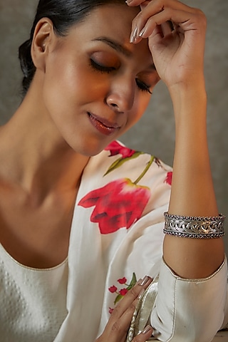 Ruby Jaal Kada In Sterling Silver by Akarsaka 92.5 Silver