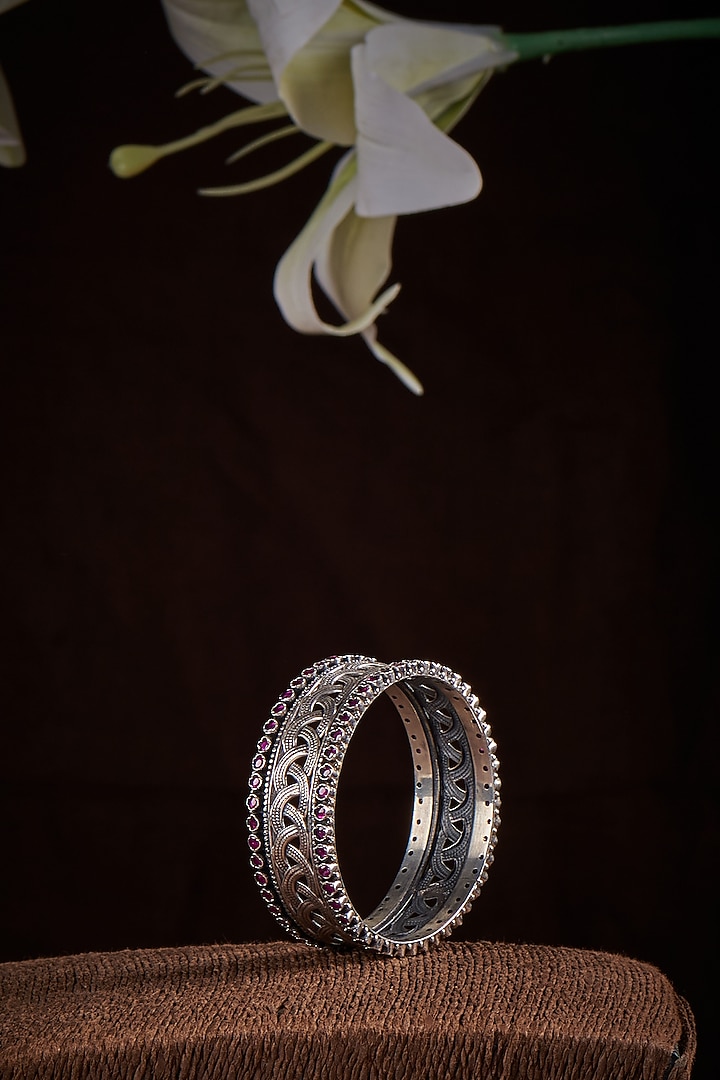 Ruby Jaal Kada In Sterling Silver by Akarsaka 92.5 Silver at Pernia's Pop Up Shop