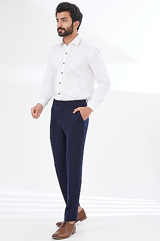 Blue Cotton Pant Set by attire by kunal & Sid j