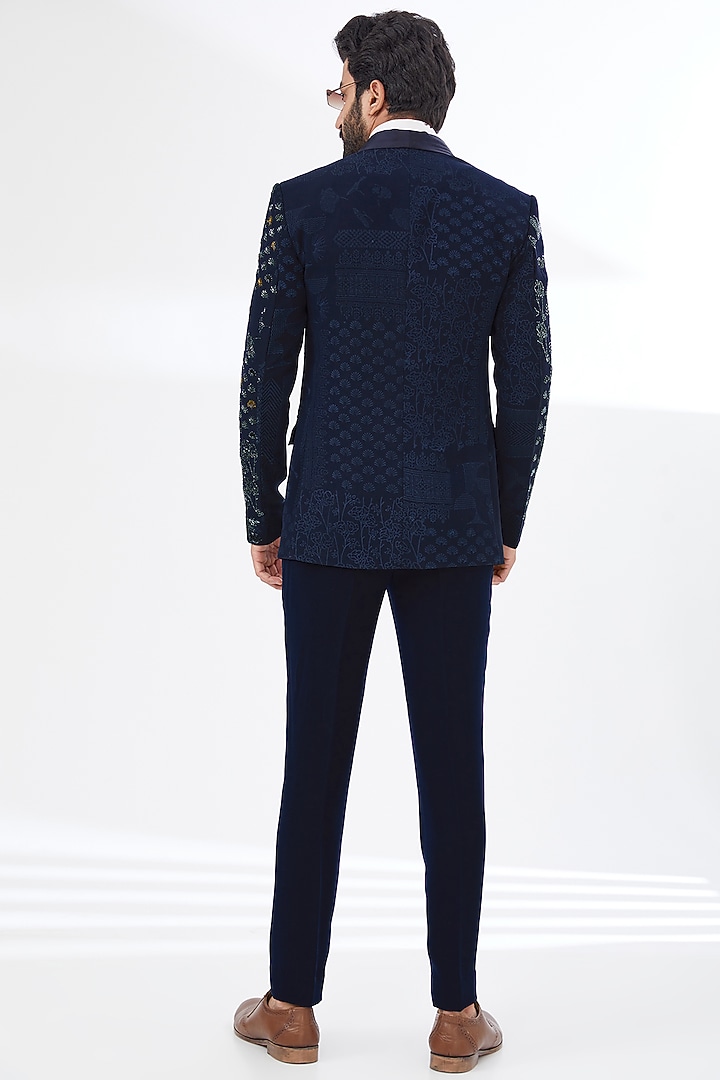 Blue Embroidered Blazer Set by attire by kunal & Sid j at Pernia's Pop Up Shop