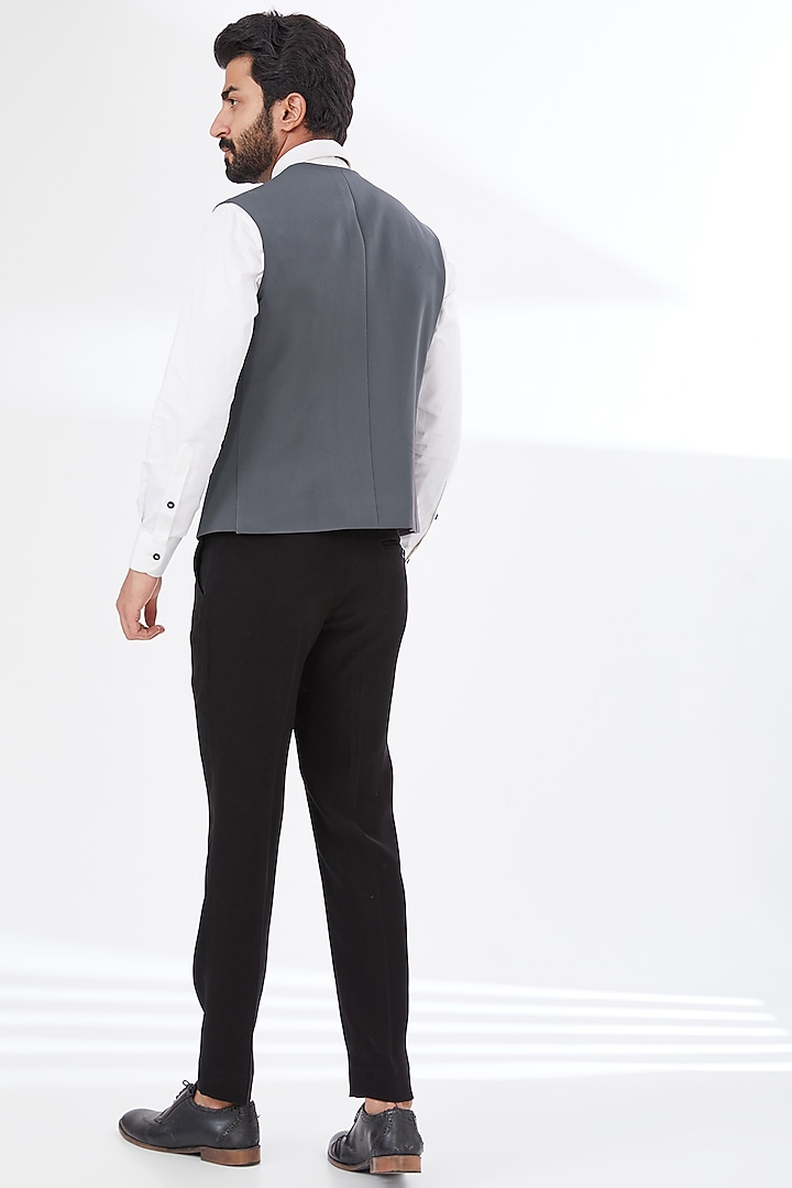 Grey Japanese Mix Waistcoat Set by attire by kunal & Sid j at Pernia's Pop Up Shop