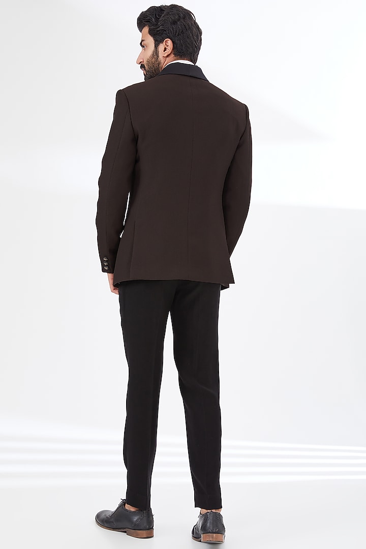 Brown Cotton Polyester Mix Beaded Blazer Set by attire by kunal & Sid j at Pernia's Pop Up Shop