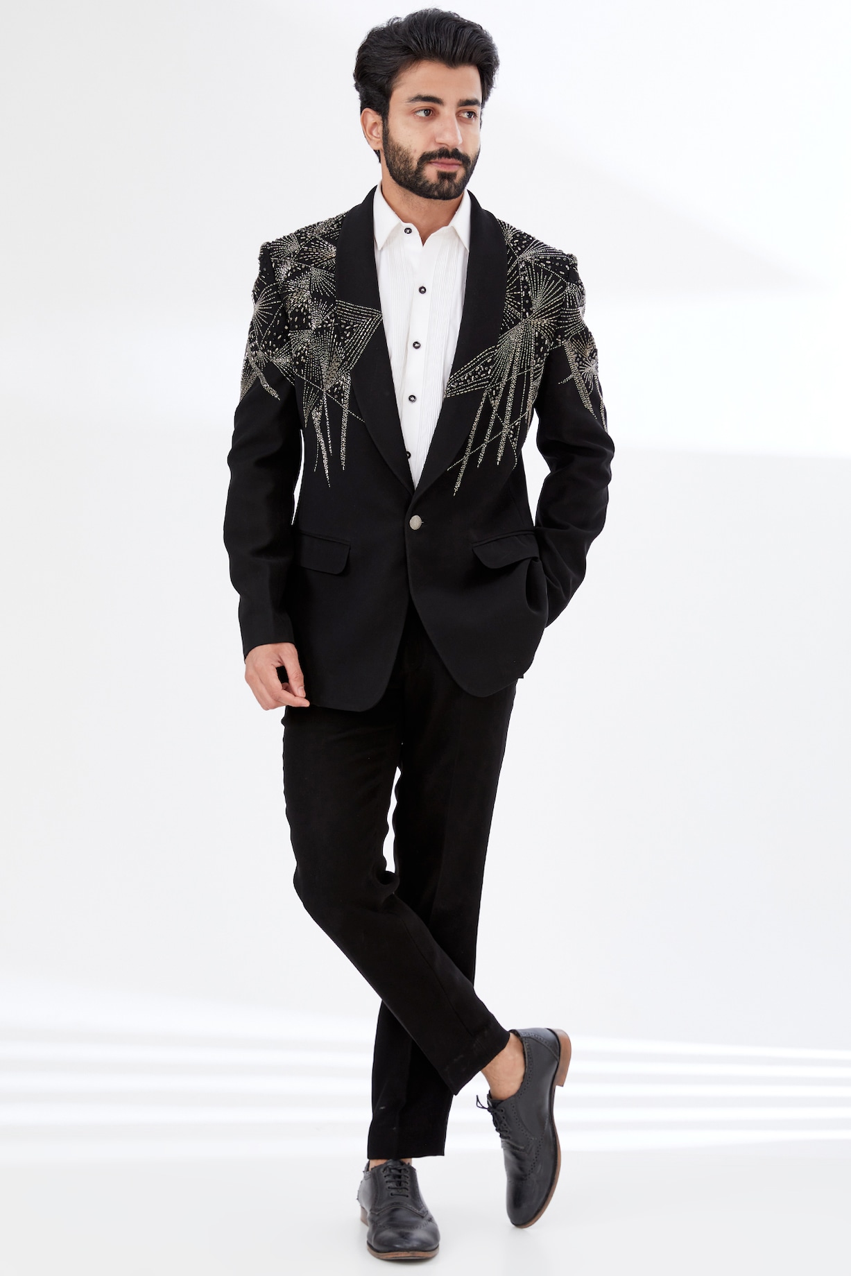 Buy attire by kunal & Sid j Black Embroidered Blazer Set at  Pernia'sPopUpShopMen 2024