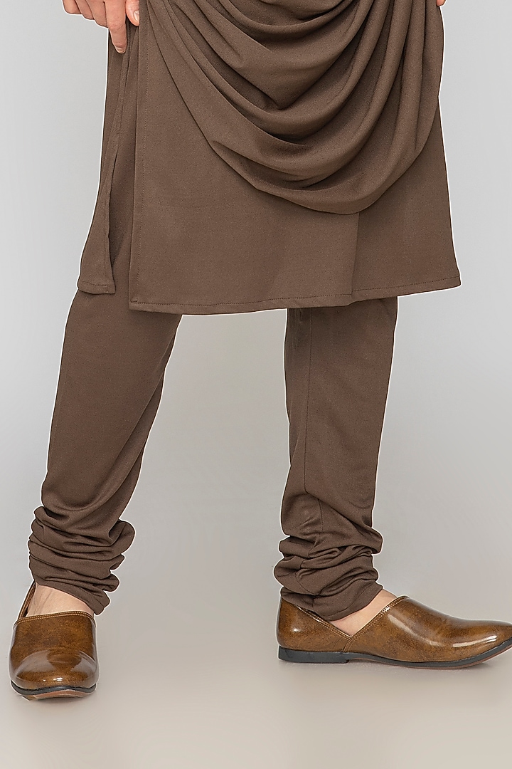 Brown Linen Hand Mirror Work Bundi Jacket Set by Attire by kunal & Sid j at Pernia's Pop Up Shop