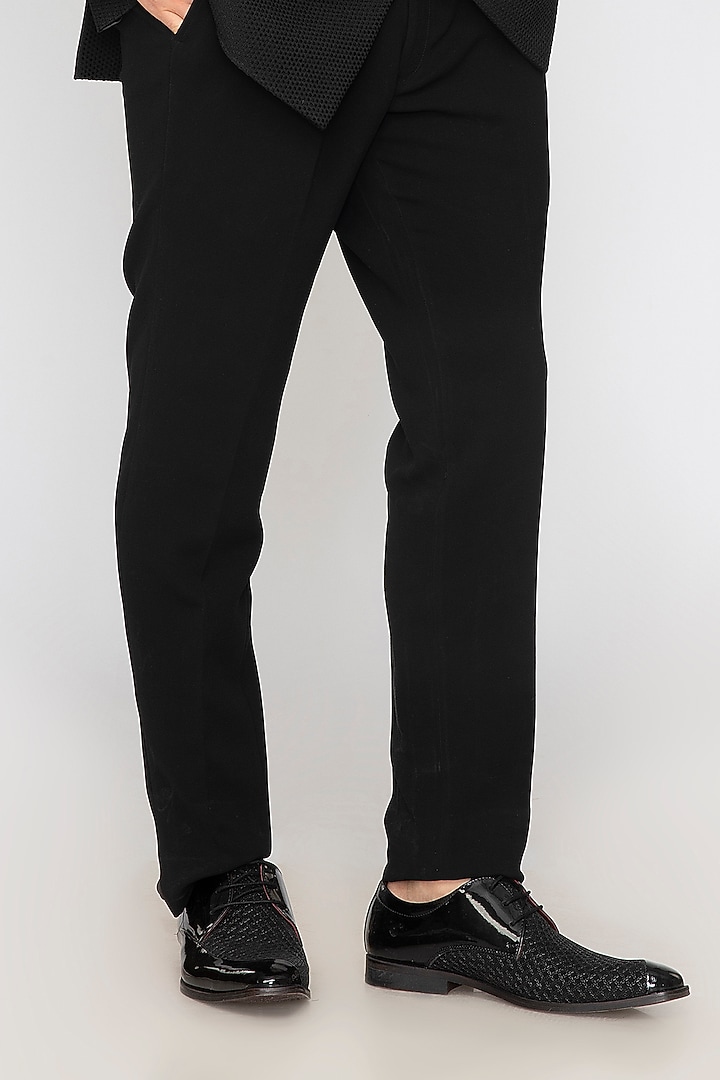 Black Terry Wool Wedding Bandhgala Set by Attire by kunal & Sid j at Pernia's Pop Up Shop