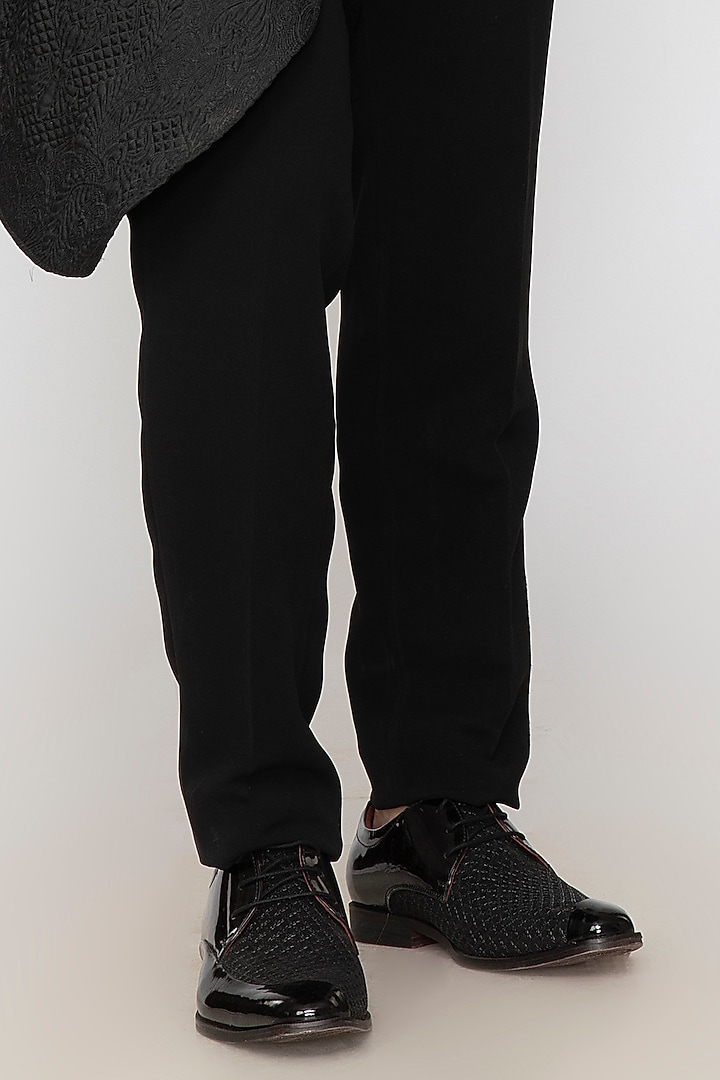 Black Jacquard Indo-Western Set by Attire by kunal & Sid j at Pernia's Pop Up Shop