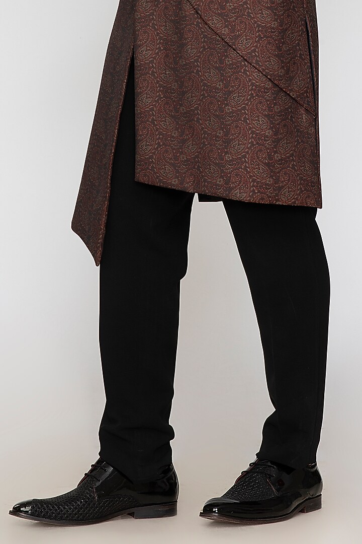 Brown Jacquard Indo-Western Set by Attire by kunal & Sid j at Pernia's Pop Up Shop