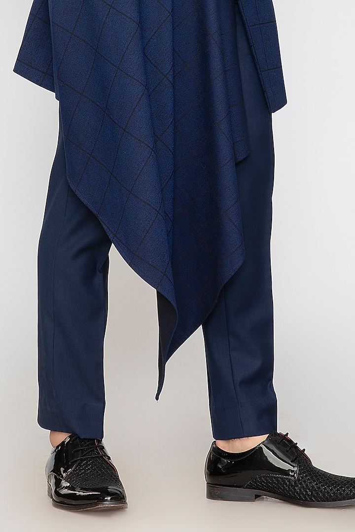 Cobalt Blue Embroidered Indo-Western Set by Attire by kunal & Sid j at Pernia's Pop Up Shop