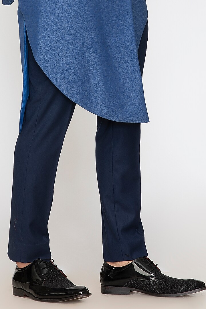 Light Blue Jacquard Indo-Western Set by Attire by kunal & Sid j at Pernia's Pop Up Shop