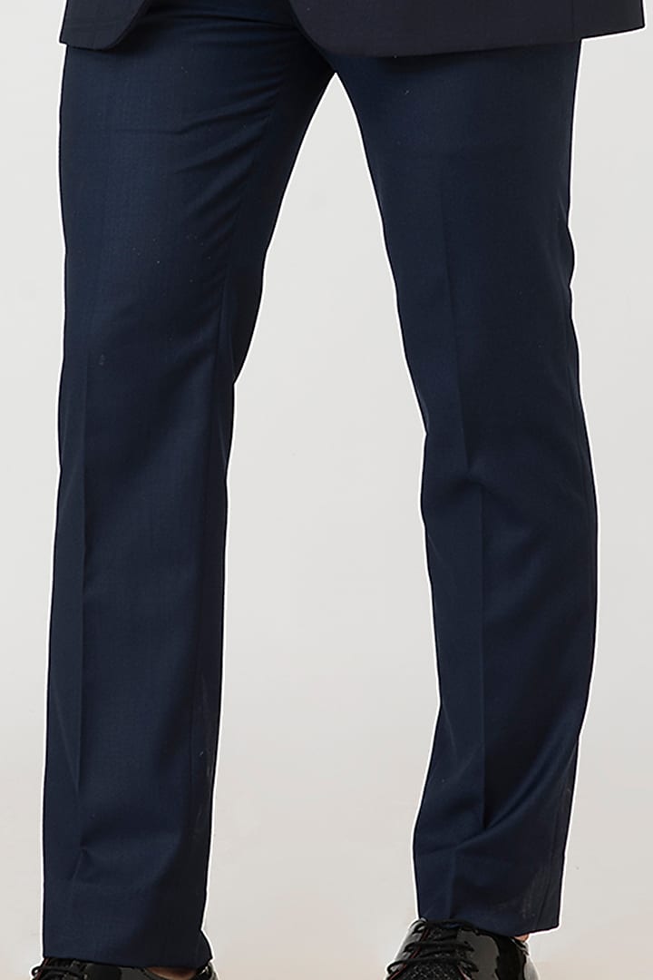 Dark Blue Embroidered Tuxedo Set by Attire by kunal & Sid j at Pernia's Pop Up Shop