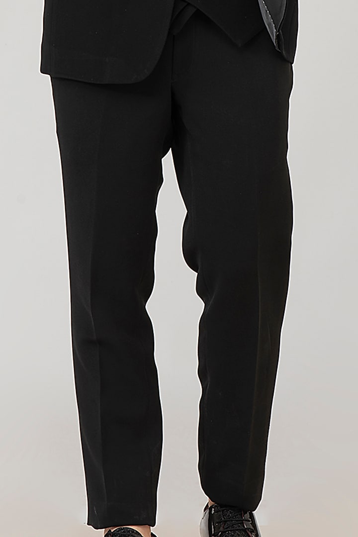 Black Embroidered Tuxedo Set by Attire by kunal & Sid j at Pernia's Pop Up Shop