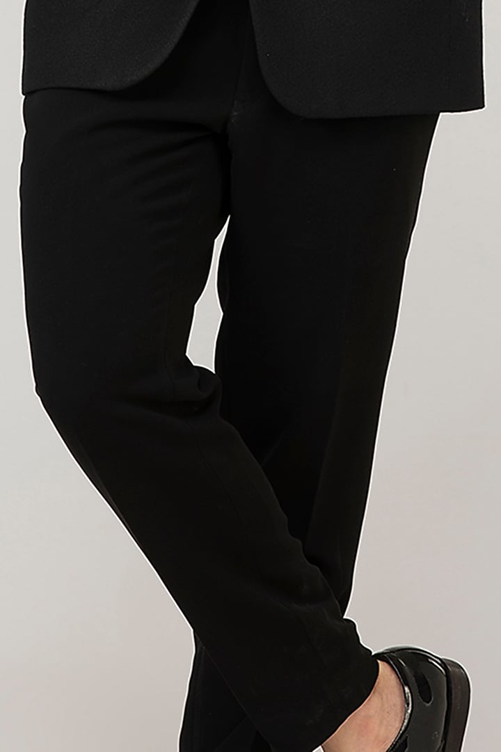 Black Japanese Silk Tuxedo Set by Attire by kunal & Sid j at Pernia's Pop Up Shop