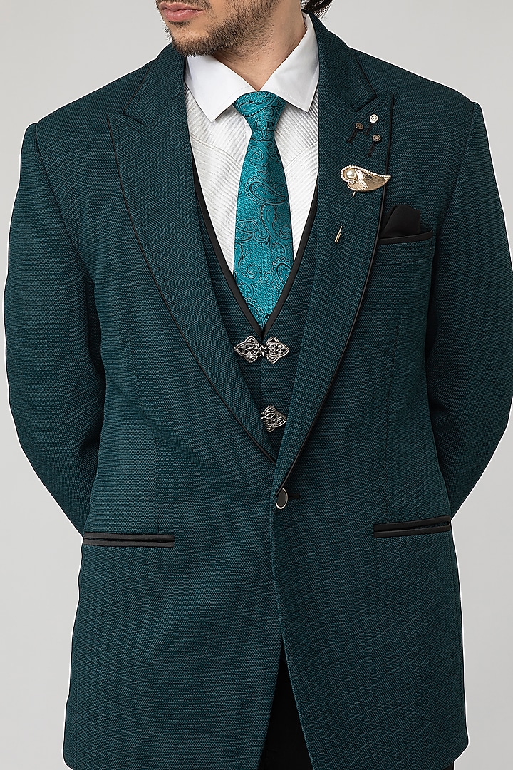 Aqua Green Embellished Tuxedo Set by Attire by kunal & Sid j at Pernia's Pop Up Shop