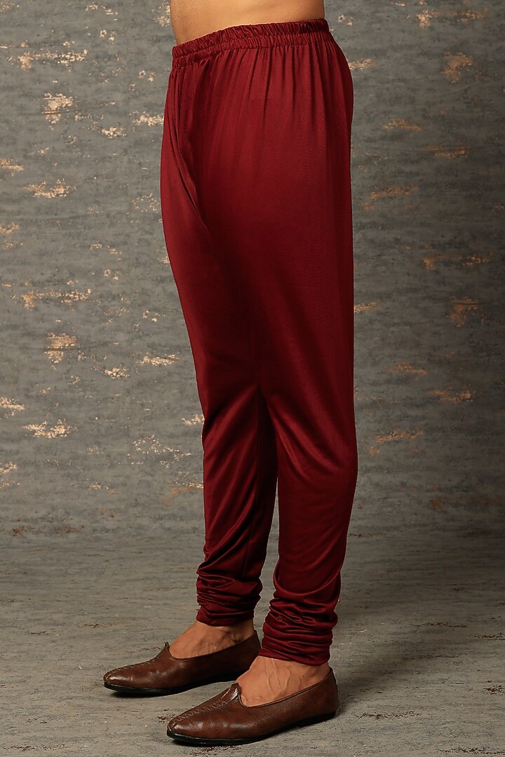 Maroon Cotton Silk Draped Kurta Set by Attire by kunal & Sid j at Pernia's Pop Up Shop