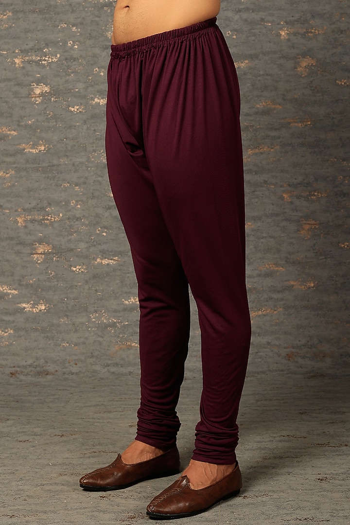 Dark Maroon Satin Silk Draped Kurta Set by Attire by kunal & Sid j at Pernia's Pop Up Shop