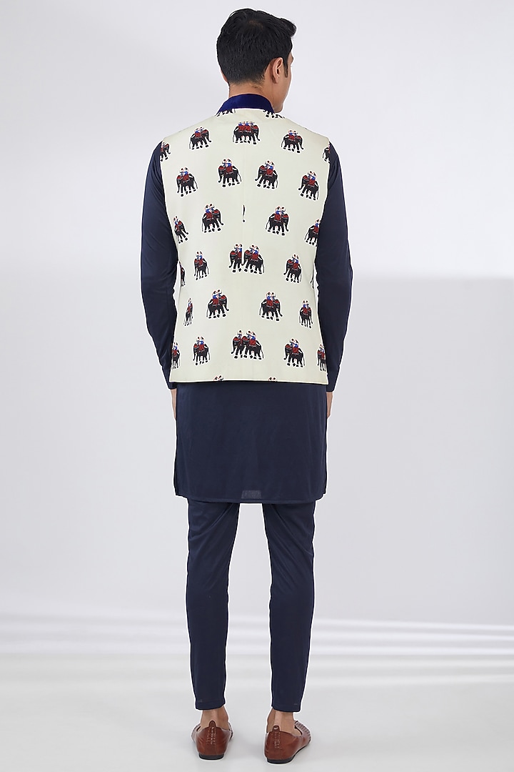 White Self Quilt Cotton Printed Bundi Jacket Set by Attire by kunal & Sid j at Pernia's Pop Up Shop