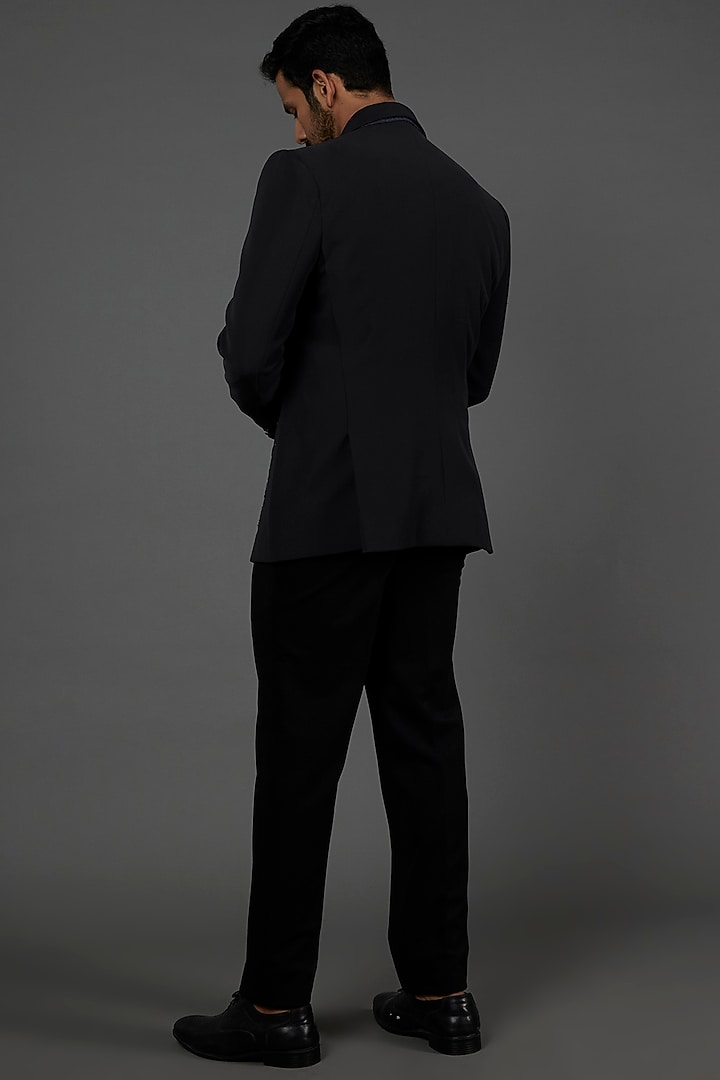 Grey Polyester Hand Work Tuxedo Set by attire by kunal & Sid j at Pernia's Pop Up Shop