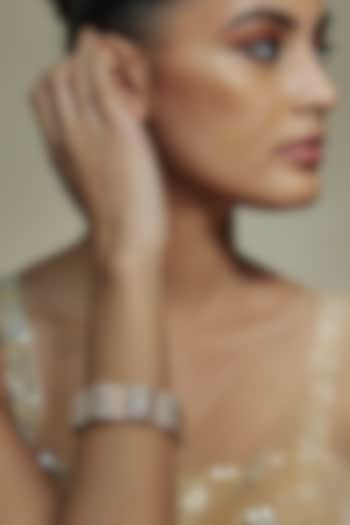 Gold Finish Kundan Polki & Cubic Zirconia Kada by Akulya Jewels at Pernia's Pop Up Shop