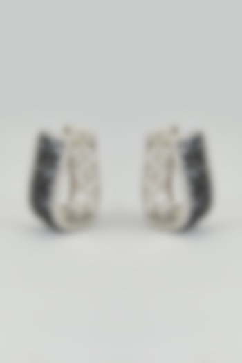 White Finish Cubic Zirconia Hoop Earrings by Akulya Jewels at Pernia's Pop Up Shop