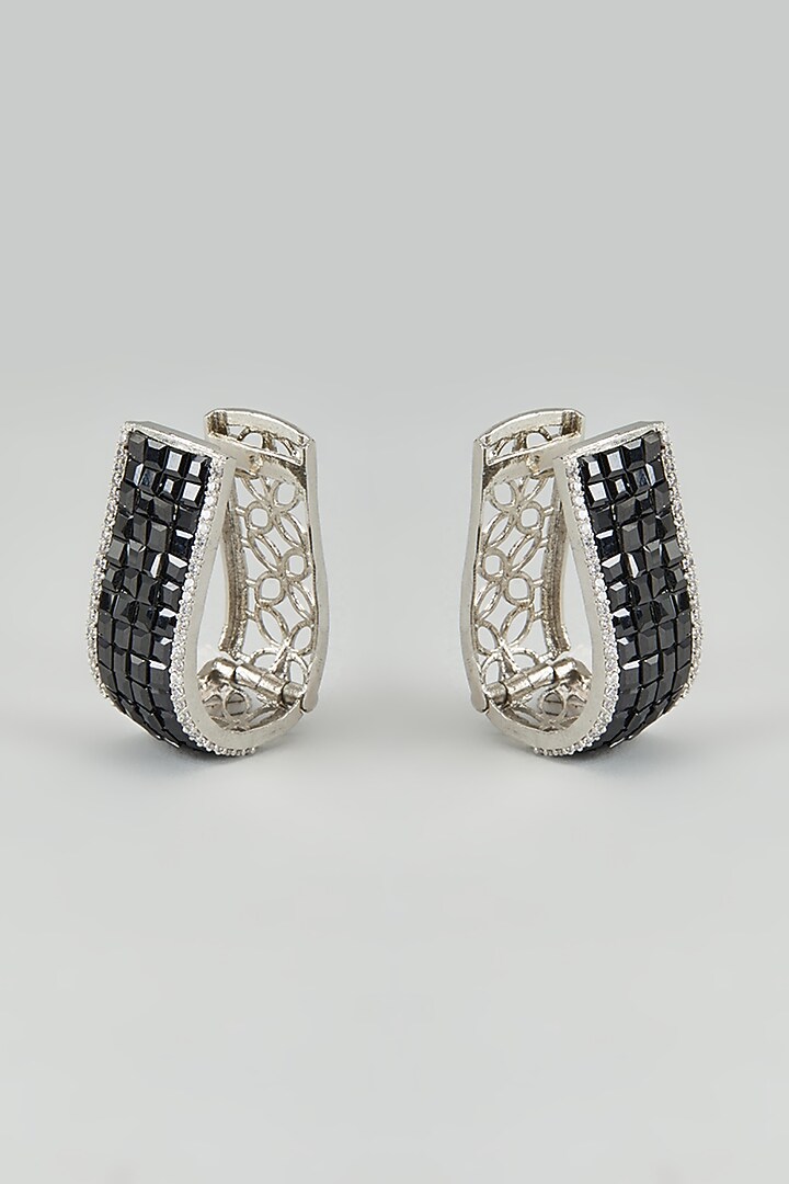 White Finish Cubic Zirconia Hoop Earrings by Akulya Jewels at Pernia's Pop Up Shop