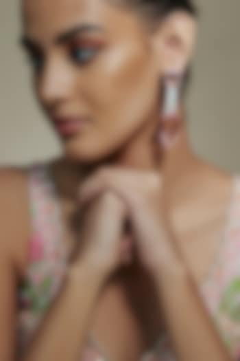 White Finish Cubic Zirconia & Mother Of Pearl Dangler Earrings by Akulya Jewels at Pernia's Pop Up Shop