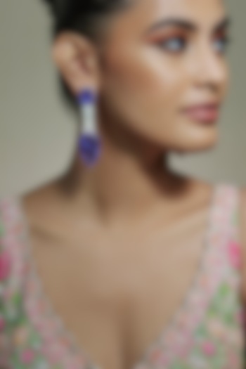 White Finish Cubic Zirconia & Mother Of Pearl Dangler Earrings by Akulya Jewels at Pernia's Pop Up Shop
