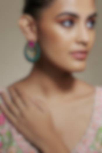 Gold Finish Pink Doublet & Cubic Zirconia Dangler Earrings by Akulya Jewels at Pernia's Pop Up Shop
