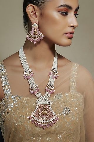 Gold Finish Kundan Polki Meenakari Mala Set by Akulya Jewels