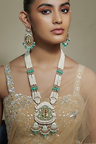 Gold Finish Kundan Polki Meenakari Mala Set by Akulya Jewels
