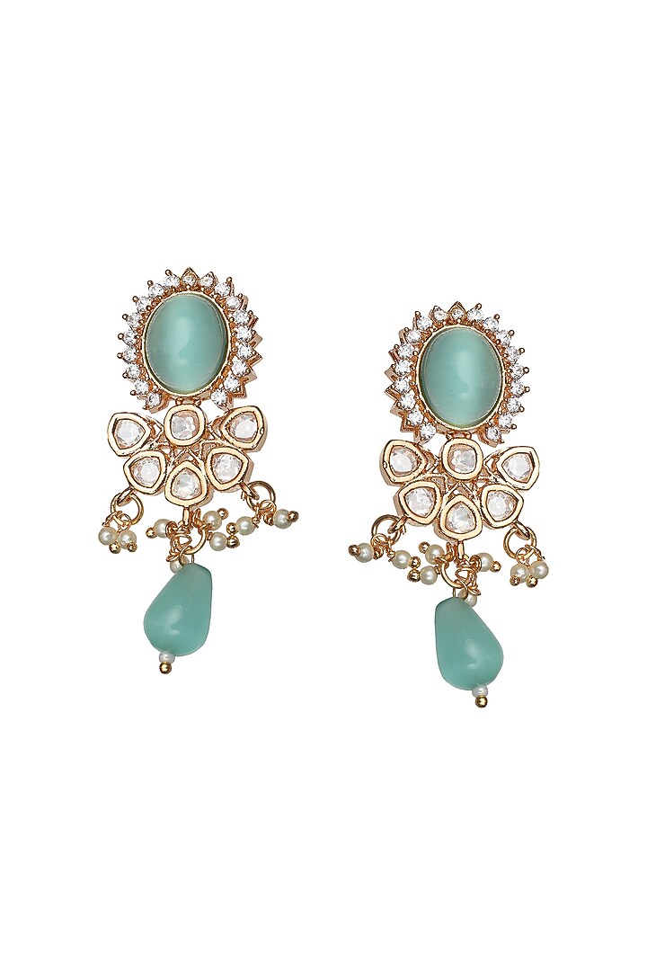 Gold Finish Kundan Polki & Beaded Choker Necklace Set by Akulya Jewels at Pernia's Pop Up Shop