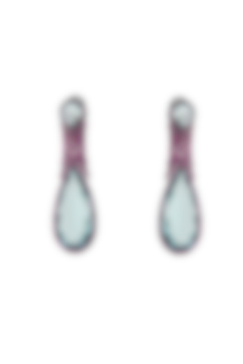 White Finish Aquamarine Doublet Stone & Pink Cubic Zirconia Dangler Earrings by Akulya Jewels