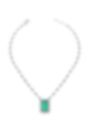 White Finish Green Doublet Stone & Cubic Zirconia Pendant Necklace by Akulya Jewels