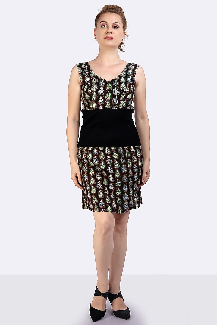 Black Printed Summer Dress by Anita kanwal studio at Pernia's Pop Up Shop