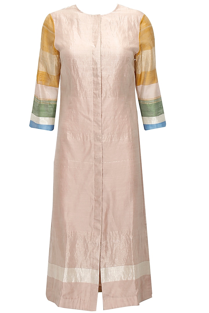 Blush pink cotton silk shirt dress by Akaaro