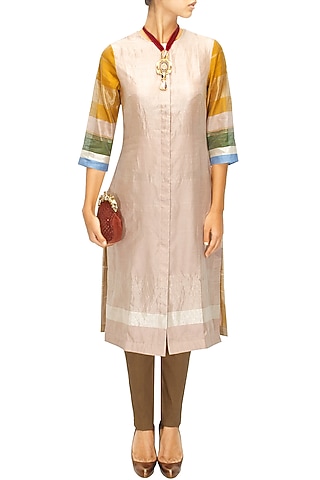 Blush pink cotton silk shirt dress by Akaaro