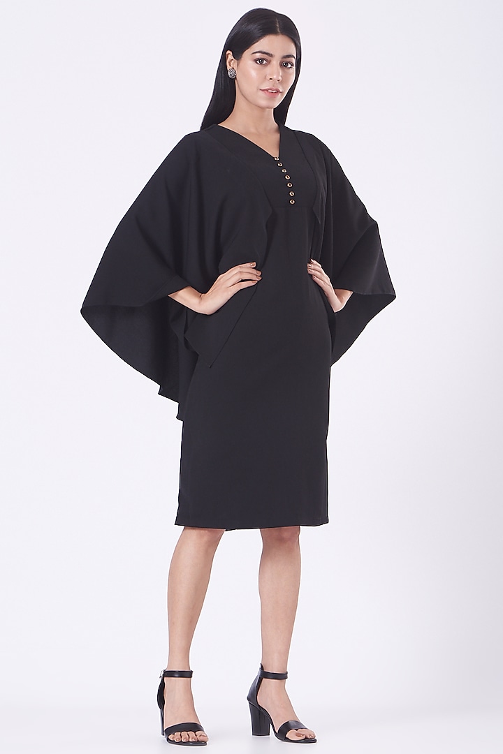 Black Cape-Loop Summer Dress by Aakaar at Pernia's Pop Up Shop