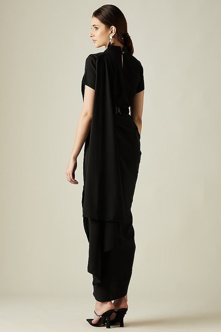 Black Embellished Festive Gown Saree by Aakar at Pernia's Pop Up Shop
