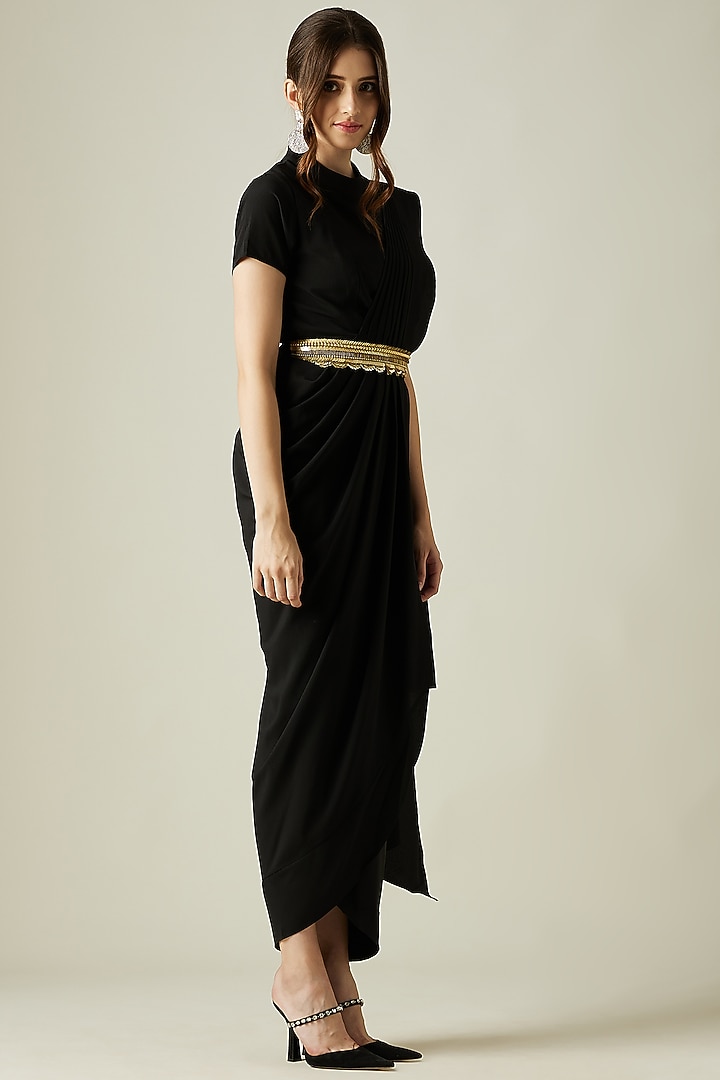 Black Embellished Festive Gown Saree by Aakar at Pernia's Pop Up Shop