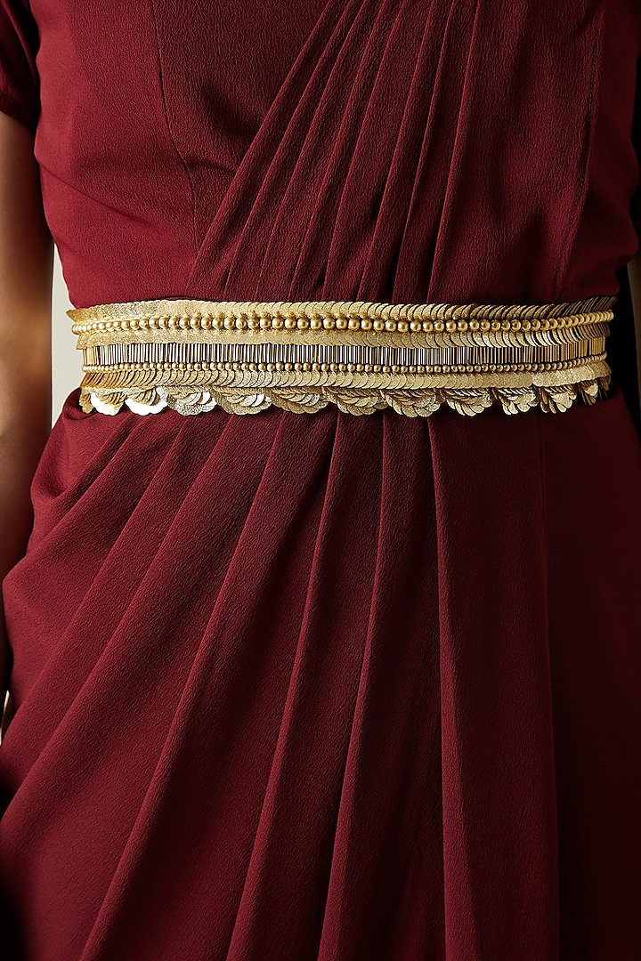 Wine Embroidered Festive Gown Saree by Aakar at Pernia's Pop Up Shop