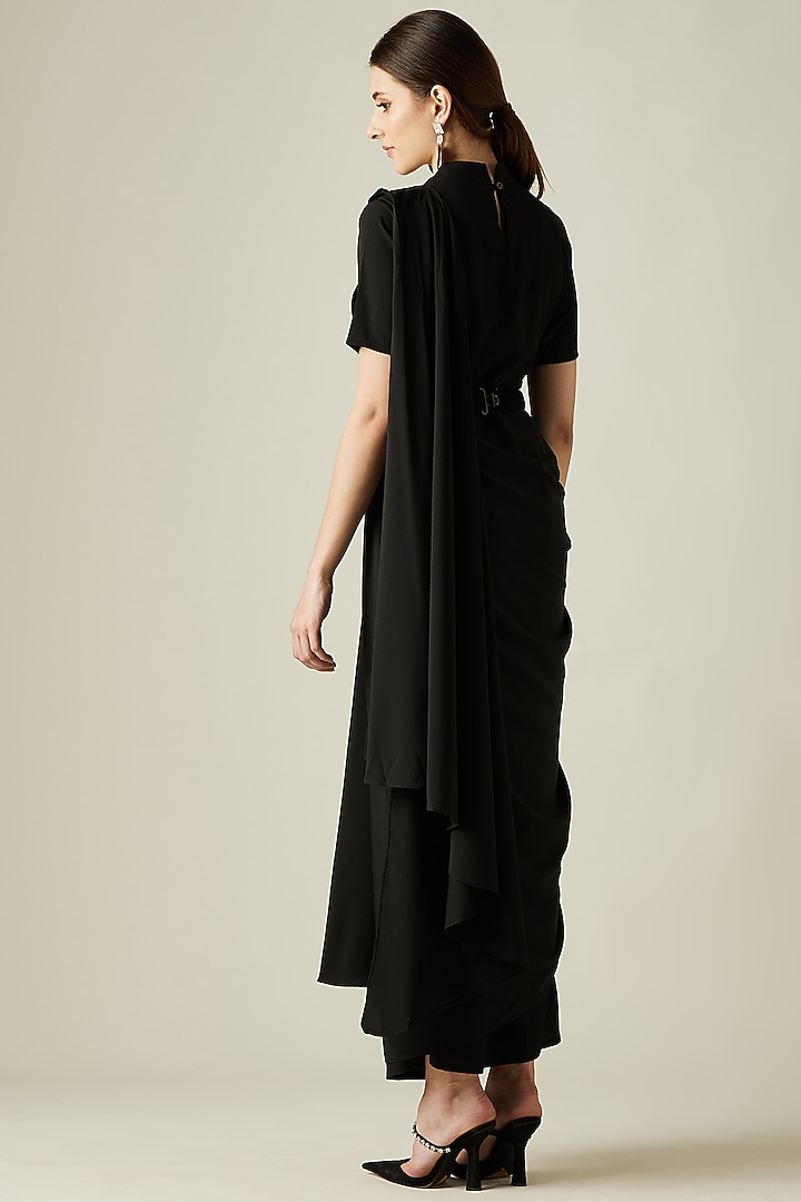 Black Crepe Festive Gown Saree by Aakar at Pernia's Pop Up Shop