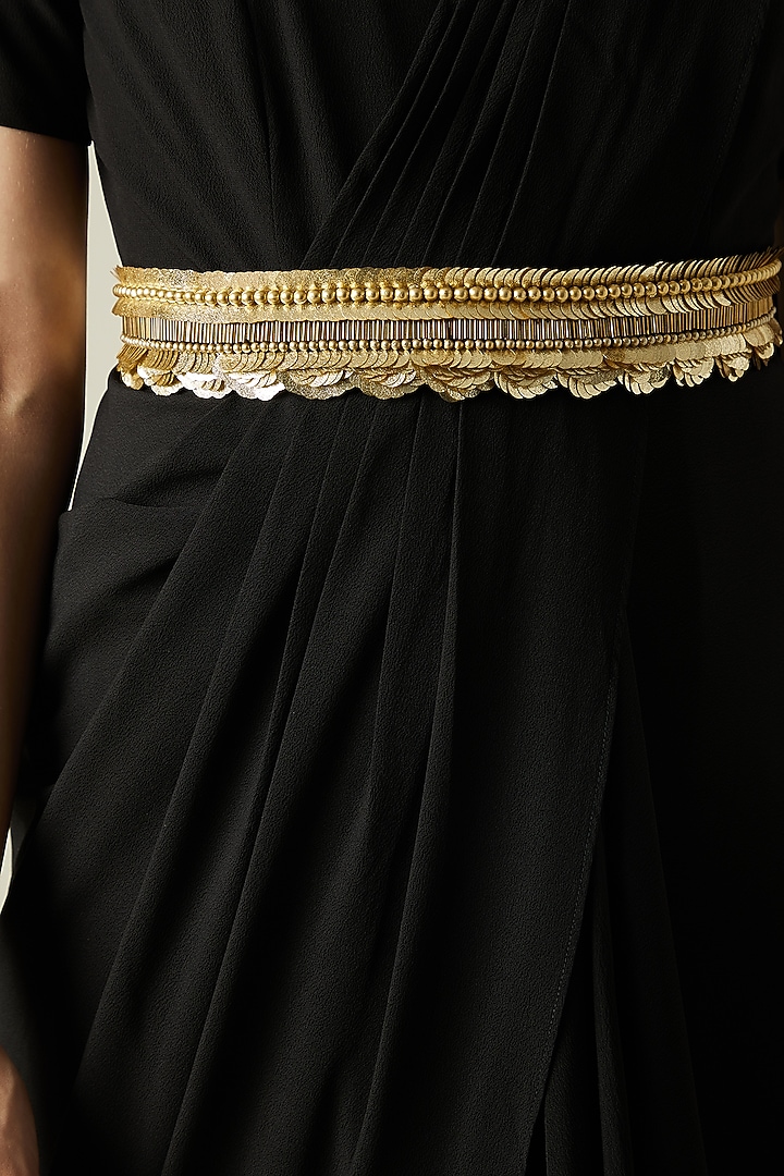 Black Crepe Festive Gown Saree by Aakar at Pernia's Pop Up Shop