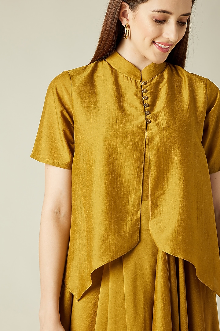 Mustard Silk Summer Dress by Aakar at Pernia's Pop Up Shop